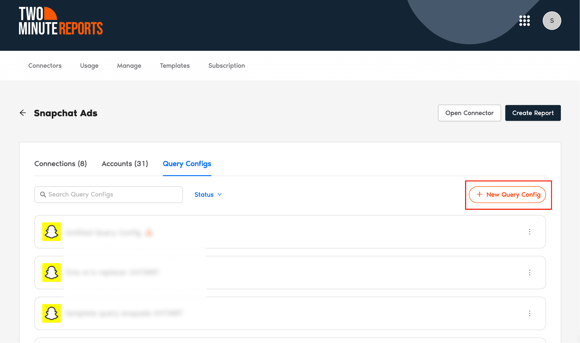 Create a new Query Configuration for Snapchat Ads in Looker Studio
