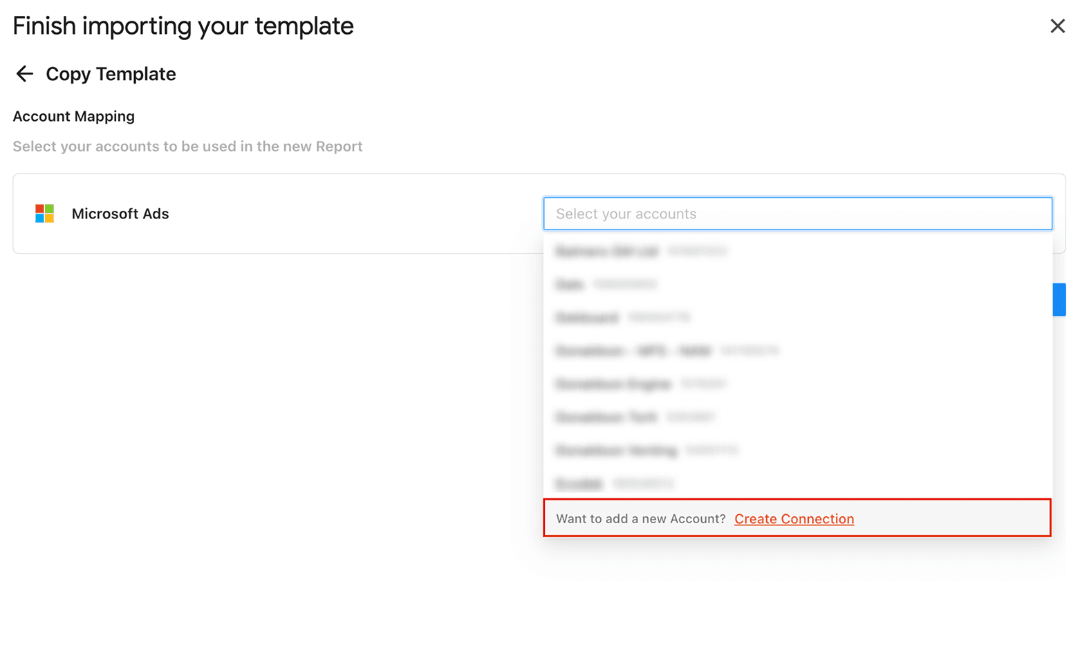 Map Bing Ads accounts to import data into Google Sheets using Two Minute Reports