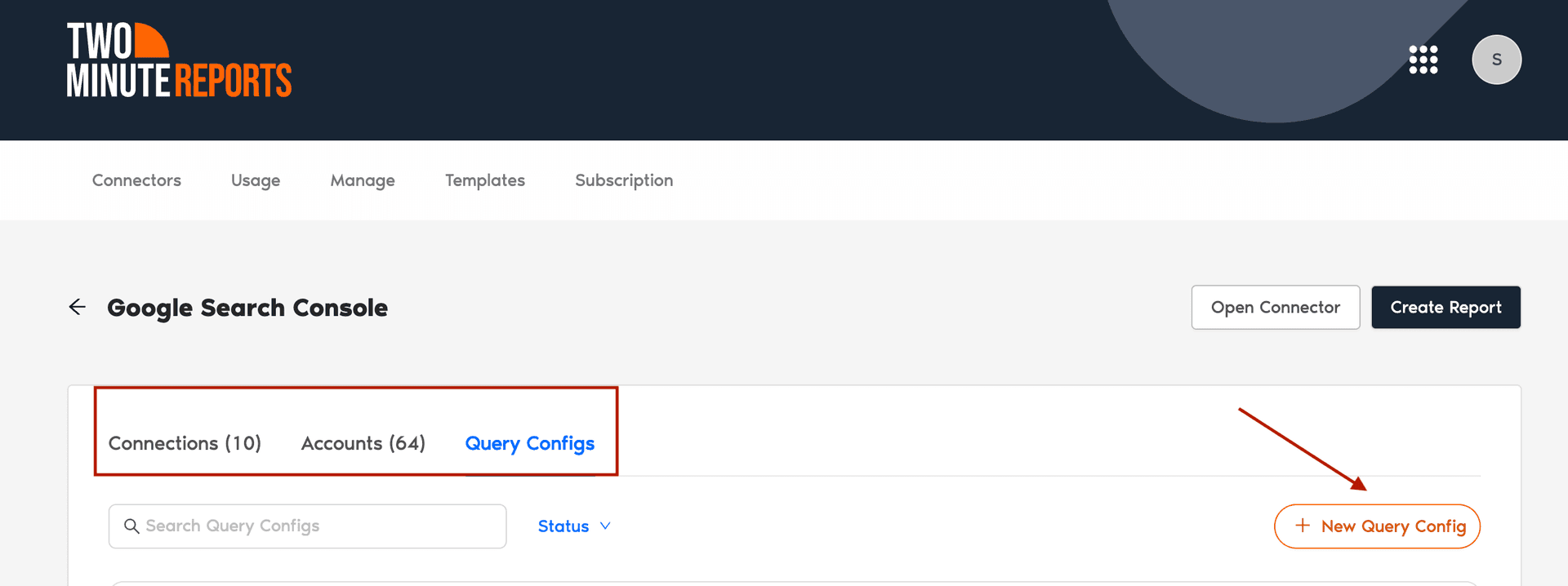 Create a new Query Config to import your GSC accounts to Looker Studio