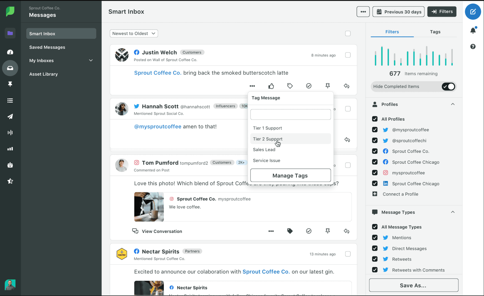 A snapshot of Sprout Social dashboard