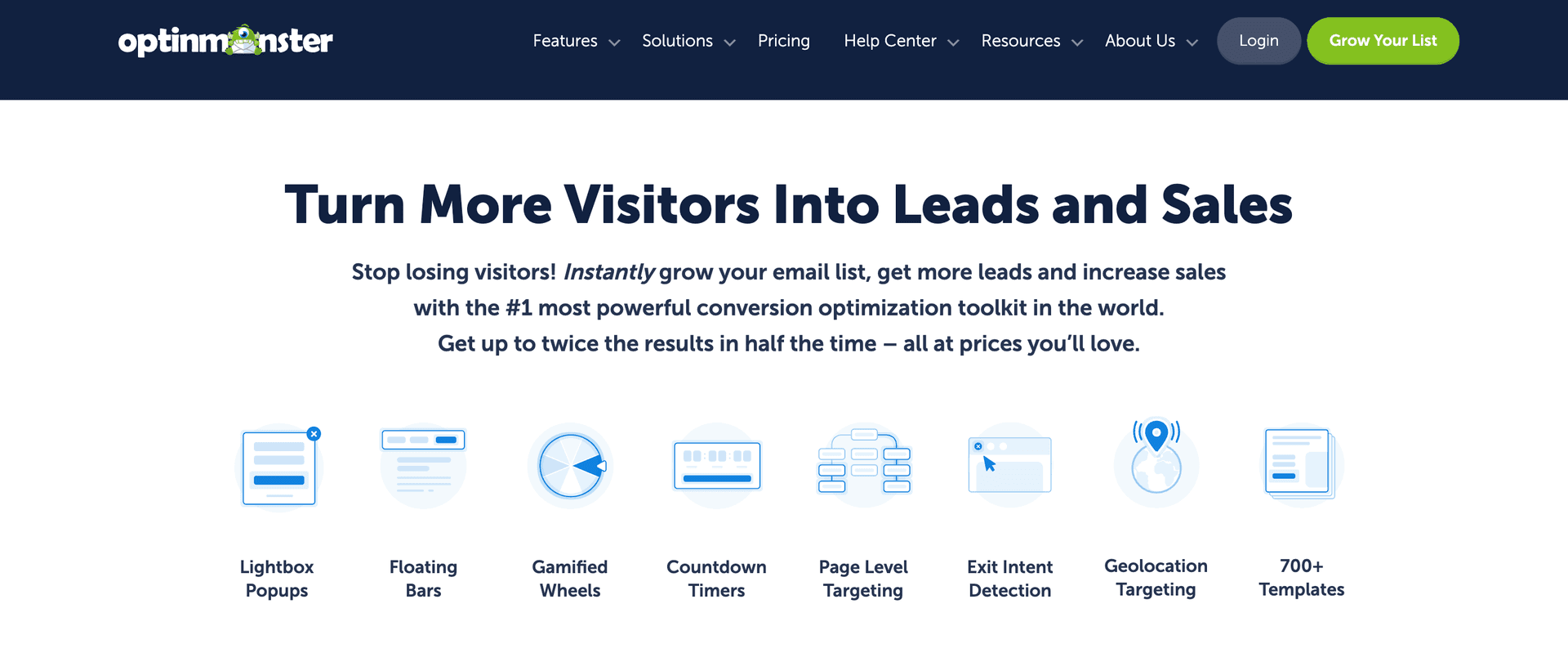 Optinmonster homepage