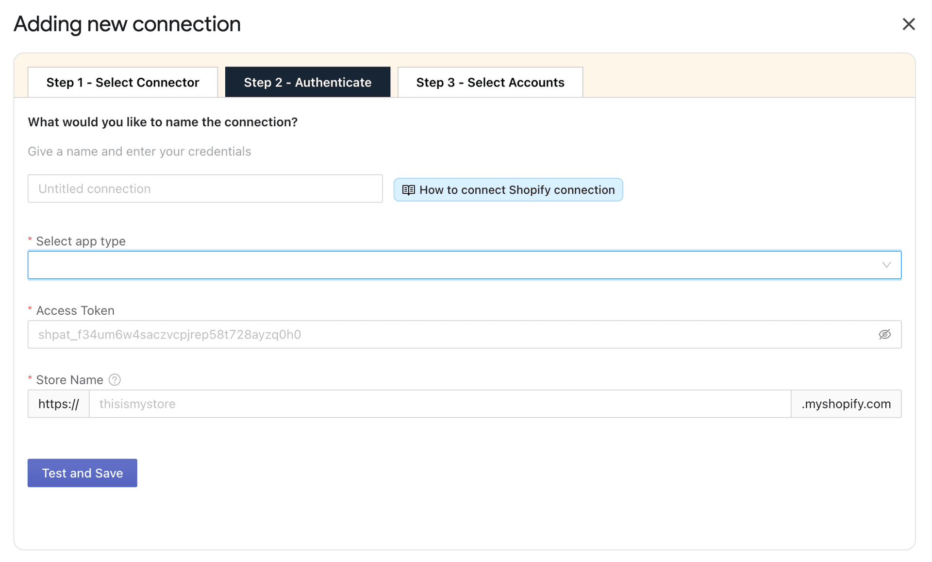 Authenticate your Shopify store account to connect with Google Sheets