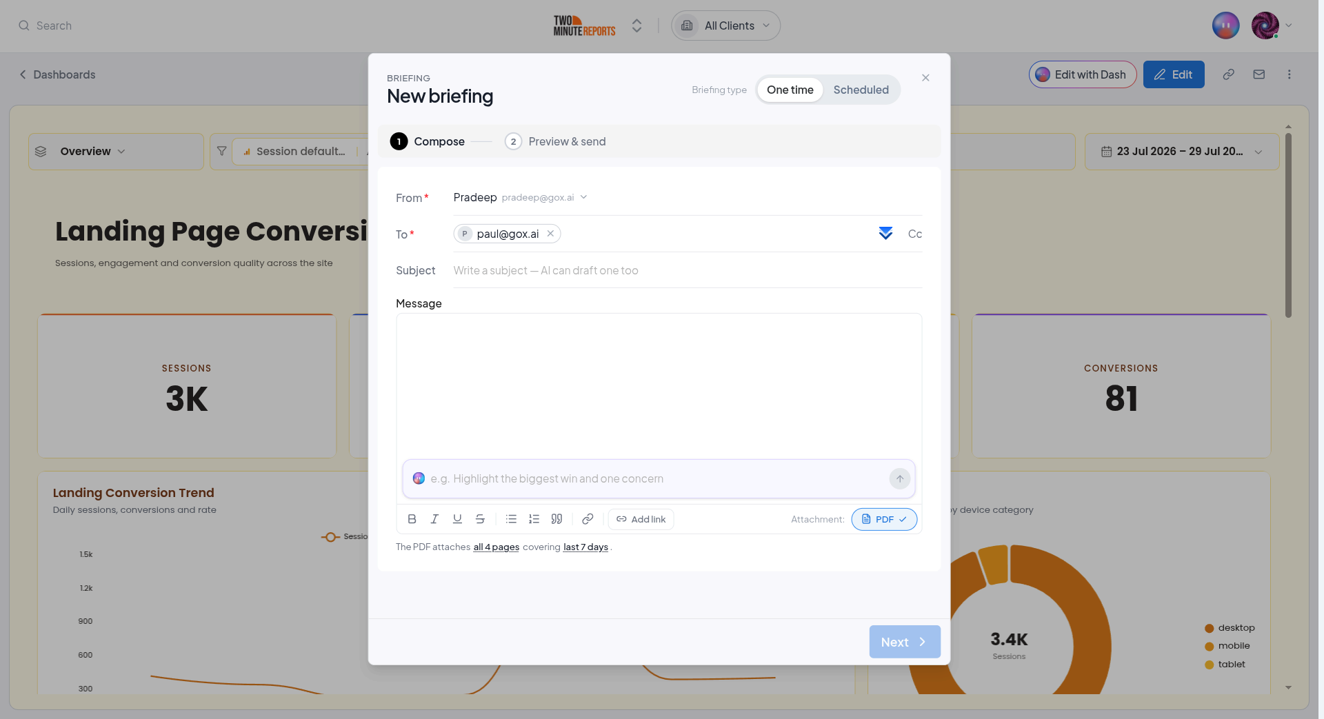 The briefing composer