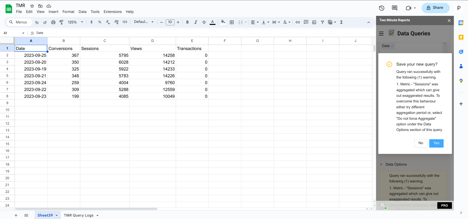 Query results with force aggregate enabled showing summed values