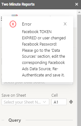 Token expired error notice