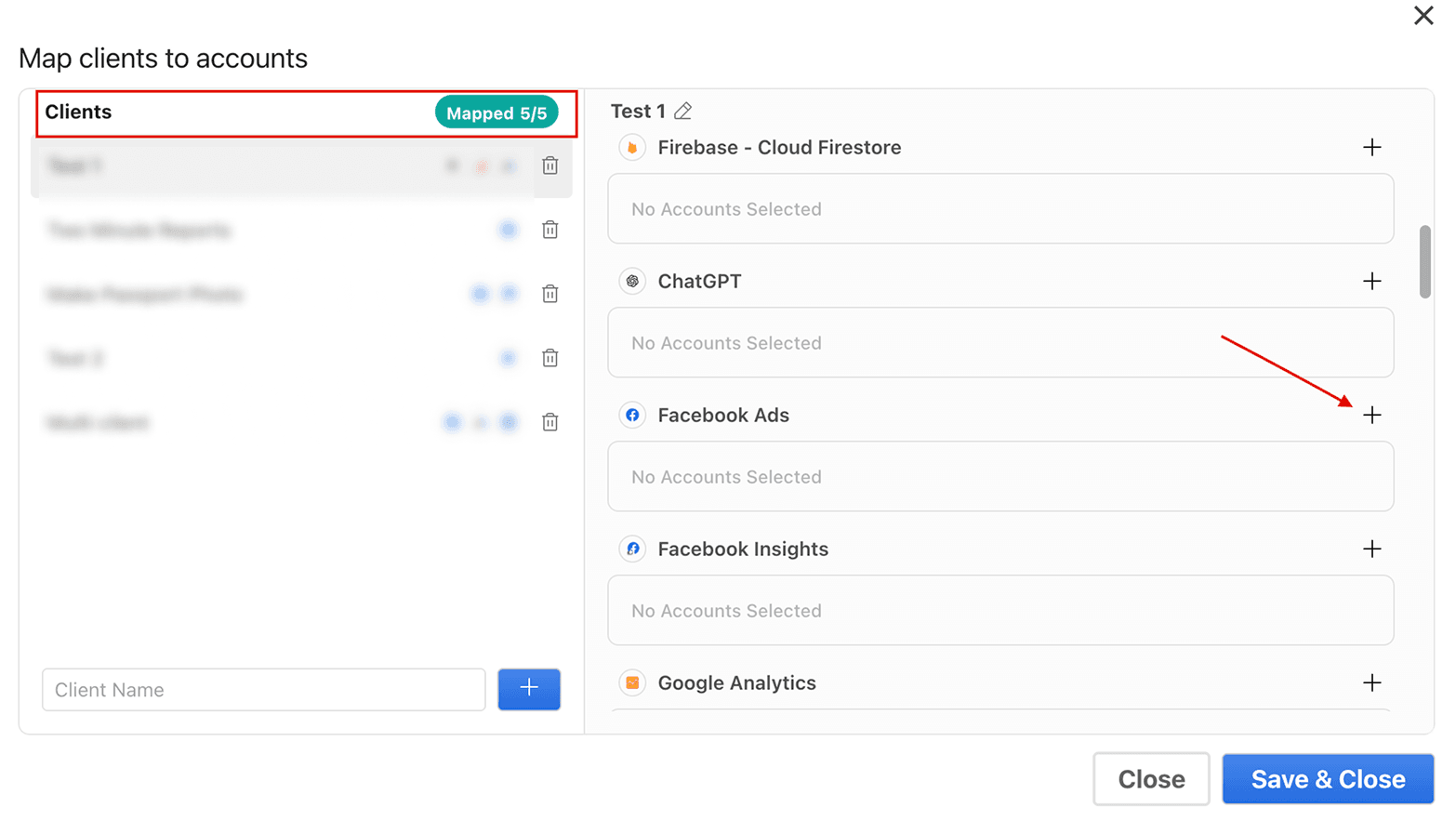 Select multiple Facebook Ads accounts
