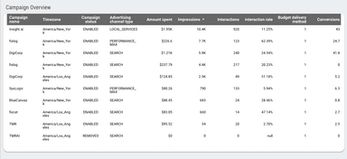 Google Ads Overview Dashboard