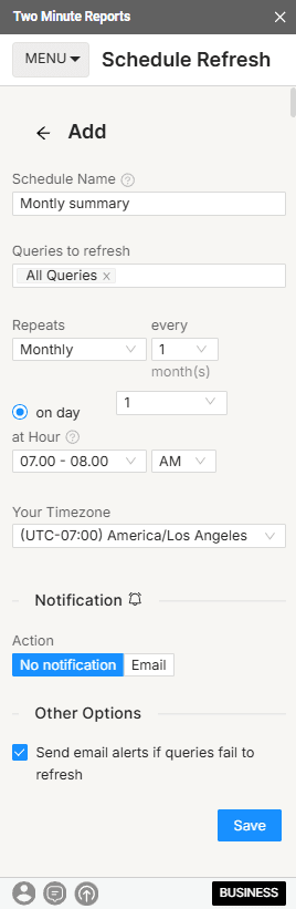 Schedule refresh