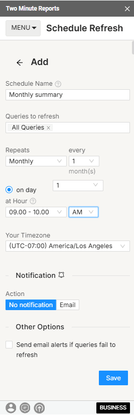 Schedule refresh