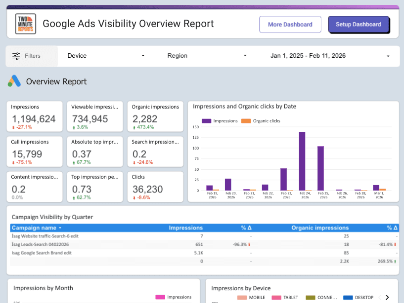 Google Ads Visibility Overview Report