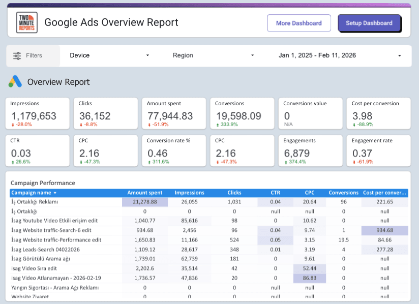 Google Ads Overview Report