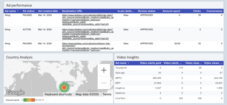 Pinterest Ads - Accounts & Ad Performance Report