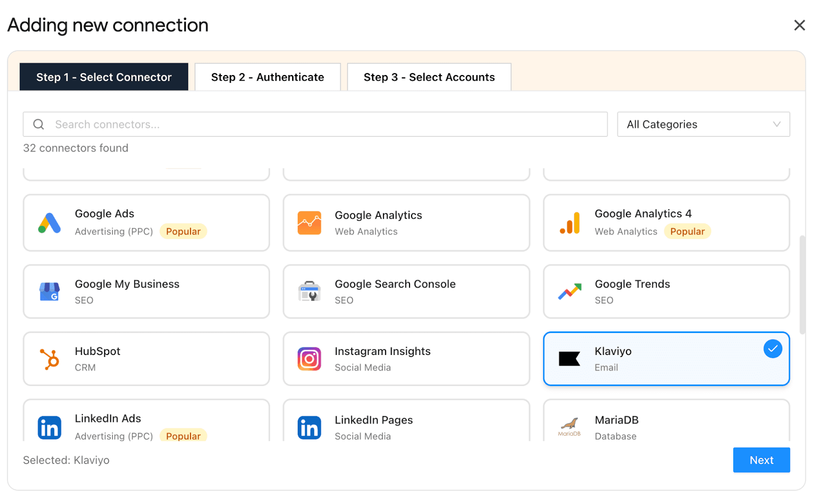 Connect Klaviyo to Google Sheets using Two Minute Reports