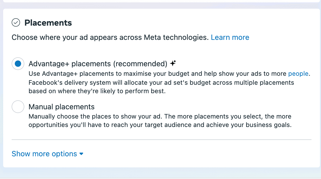 Facebook Ads placement