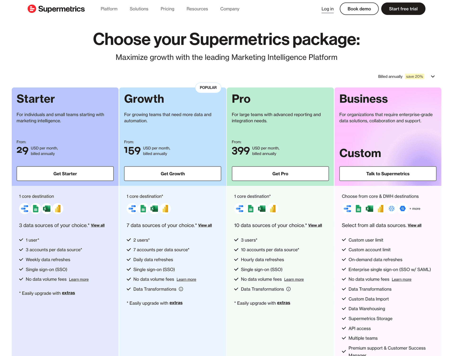 Supermetrics pricing