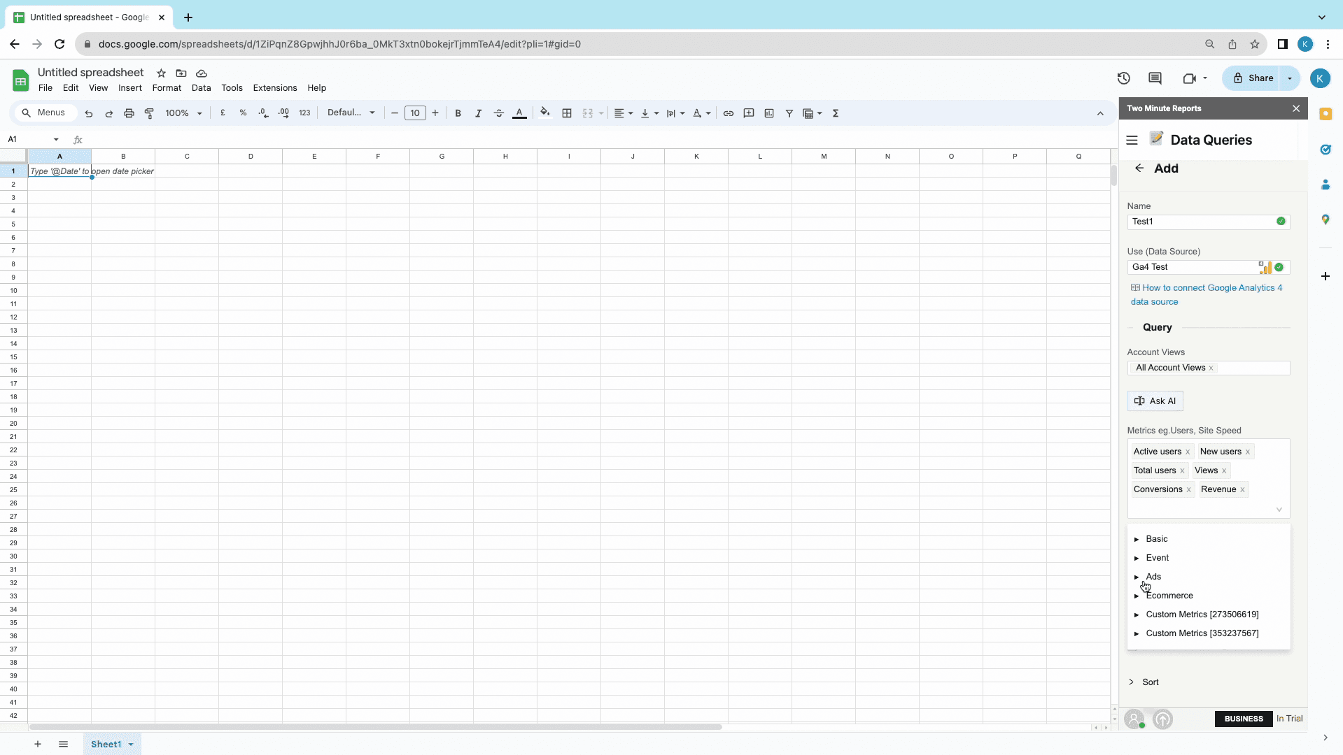 ga4 to sheets metrics