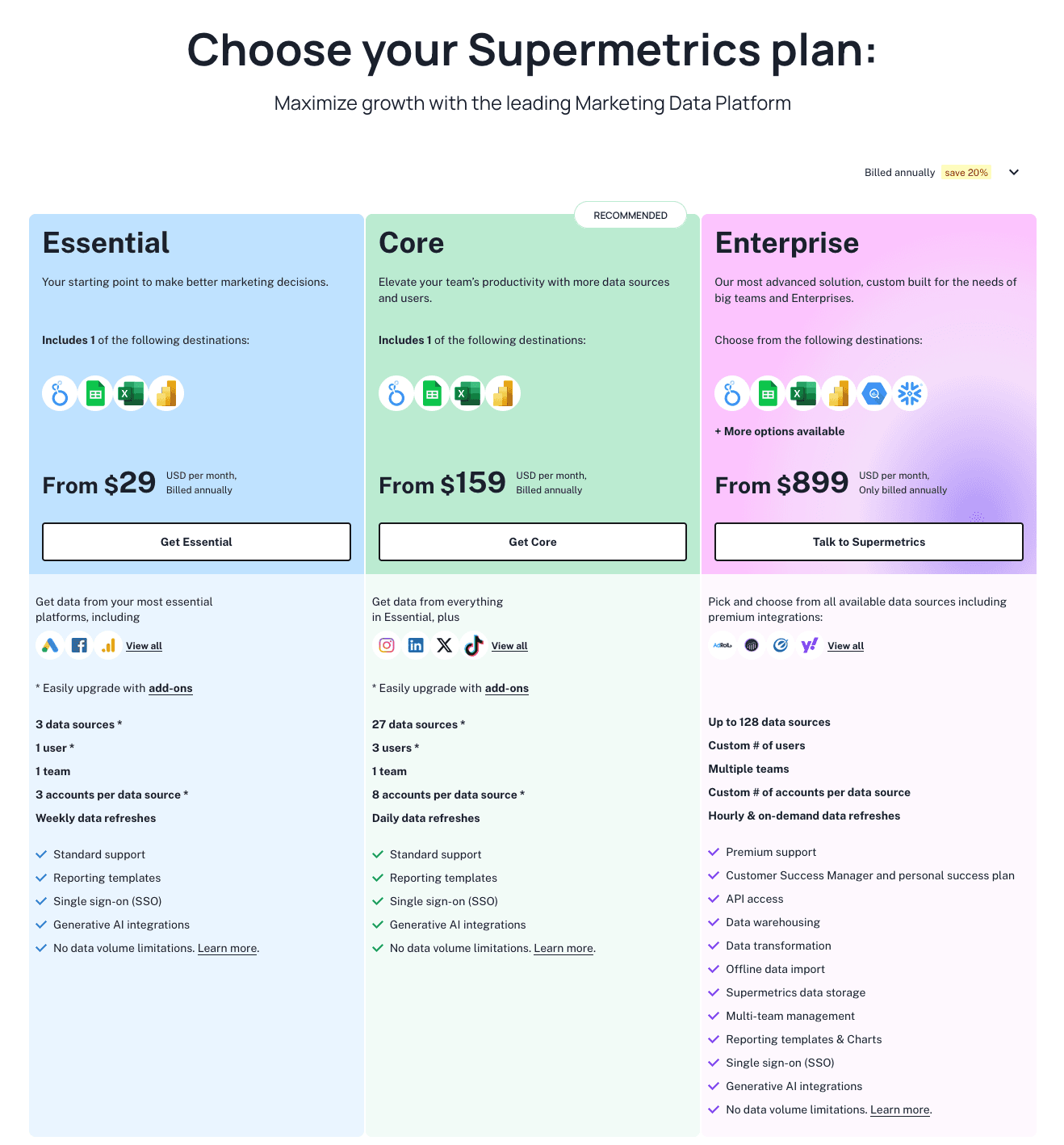 Supermetrics pricing