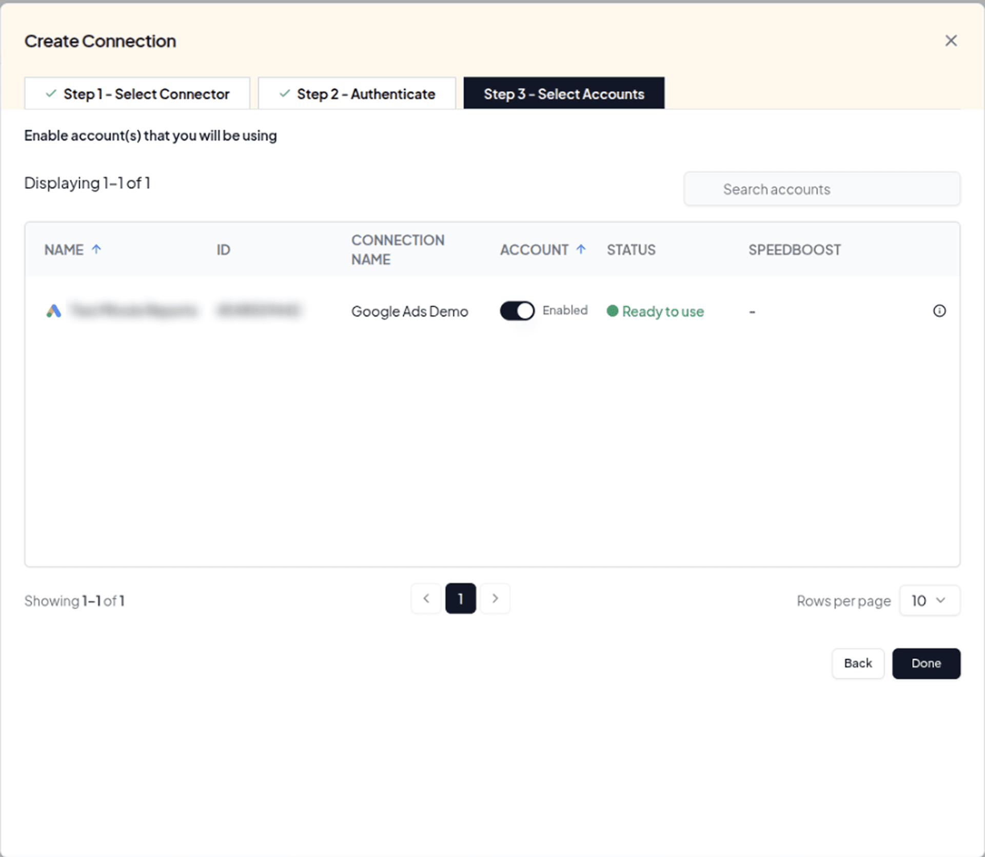 enable the google ads accounts to track performance in google sheets