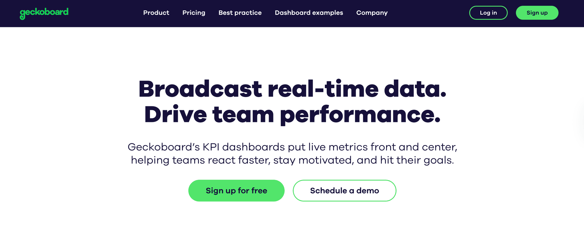 Geckoboard homepage