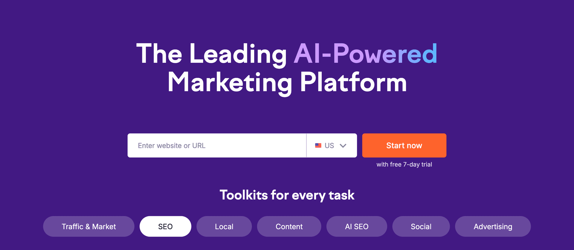 Semrush homepage