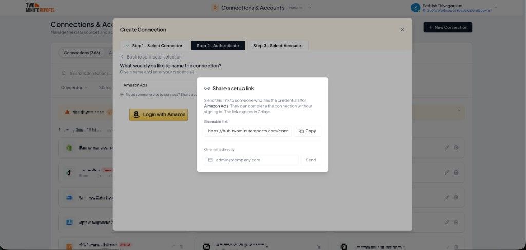 Shareable link with Copy and Send options